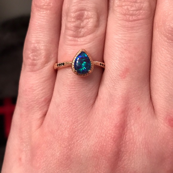 Fragrant Jewels Blue Opal Lovely Ring - Size 8 - Picture 5 of 10